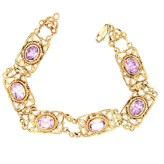 Pre Owned 9ct Amethyst Set Bracelet ZT58